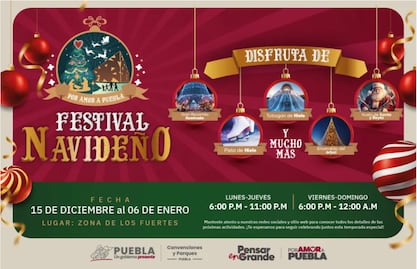 Estas son las actividades y horarios que tendrá el Festival Navideño “Por Amor a Puebla”