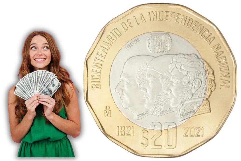La moneda de 20 pesos conmemorativa de la Independencia de México puede valer mucho | Foto: Freepik / Mercado Libre