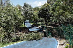 Lluvias provocan socavón en la pista de tartán del Parque Metropolitano de Puebla