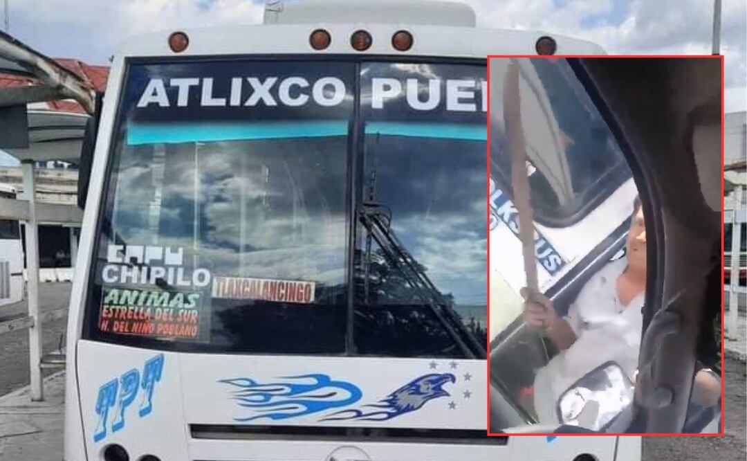 Se viralizó en redes un chofer amenazando a otro con un machete por robarle el pasaje | Foto: Especial