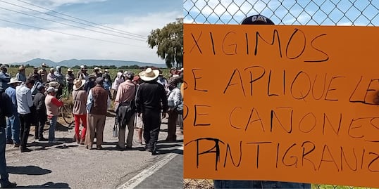 Bloqueo en la carretera El Seco – Zacatepec por manifestación contra cañones antigranizo
