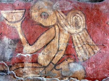 Así son los murales prehispánicos de la zona arqueológica de Cholula