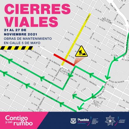Cierran calles del Centro Histórico de Puebla por obras