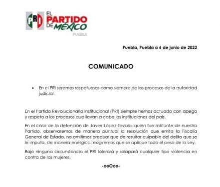 Se deslinda PRI de Javier López Zavala tras su detención