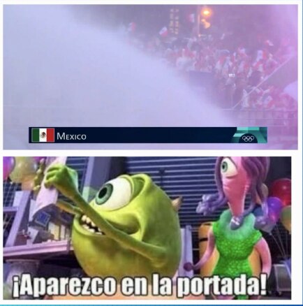 La delegación mexicana haciendo un Mike Wazowski.