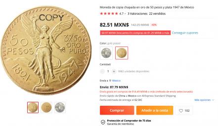 Los Centenarios de oro 'made in China' que cuestan 12.4 pesos