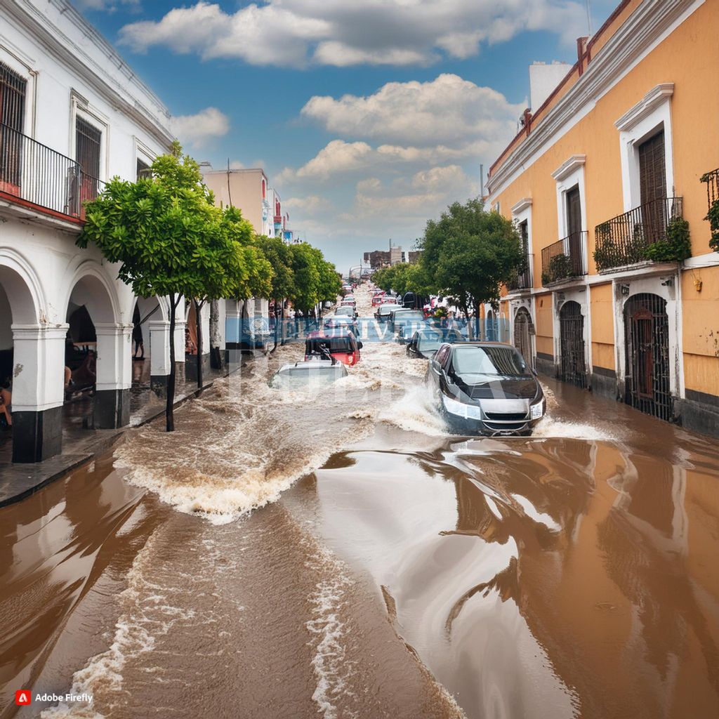 La IA dio a conocer las zonas más propensas a inundaciones / Foto: Adobe Firefly generada por el Universal Puebla / Canvas