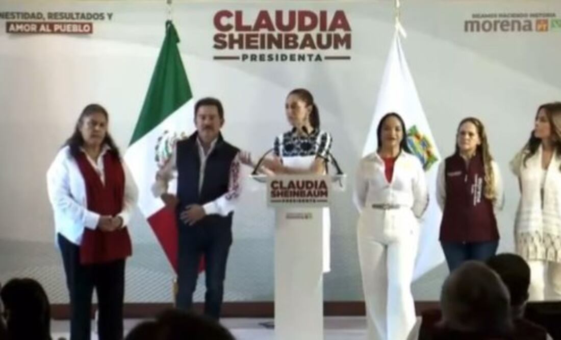 Claudia Sheinbaum ofreció conferencia de prensa al llegar a Tehuacán | Foto: Redes Sociales