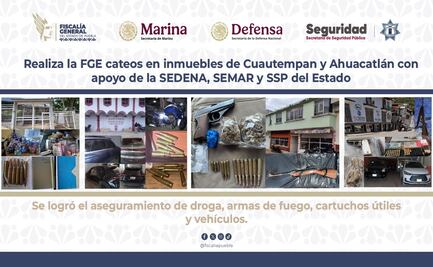 Realiza la FGE cateos en inmuebles de Cuautempan y Ahuacatlán con apoyo de la SEDENA, SEMAR, SSP del Estado