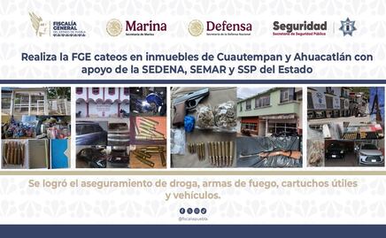 Realiza la FGE cateos en inmuebles de Cuautempan y Ahuacatlán con apoyo de la SEDENA, SEMAR, SSP del Estado