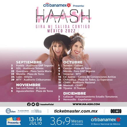 Concierto de Ha-Ash en Puebla 2022. ¿Cuándo es y cuánto cuestan los boletos?