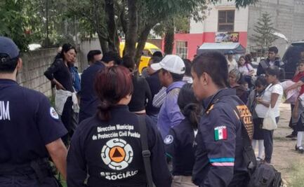 Camioneta de transporte escolar choca contra postes en Puebla: Hay 8 lesionados