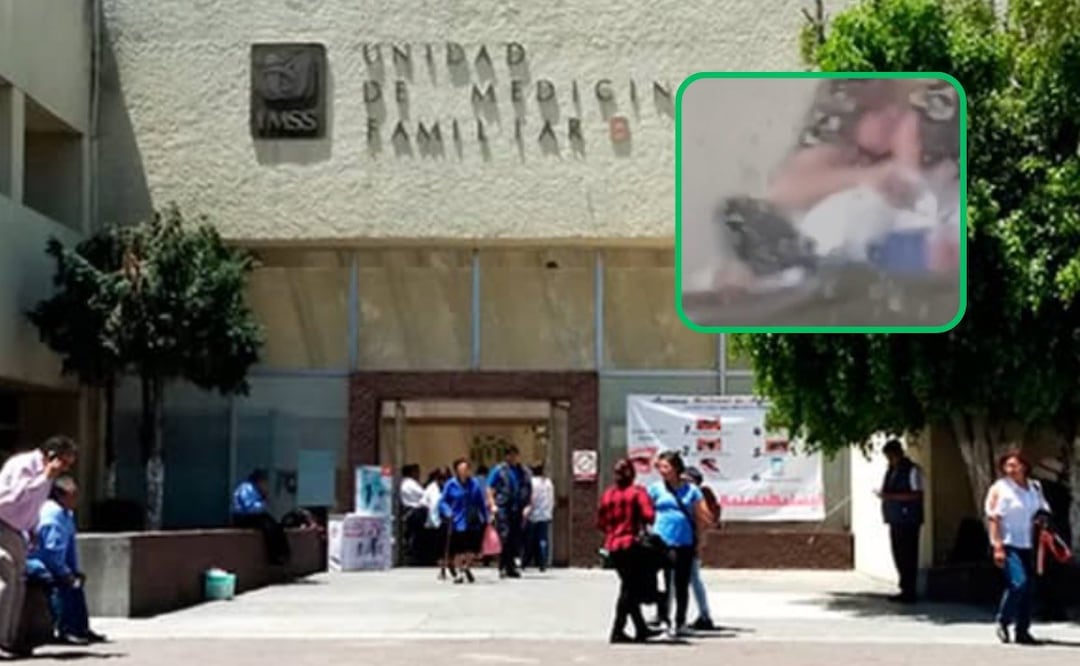 Mientras pacientes esperaban, dos trabajadores de la clínica 6 del IMSS, protagonizaban una escena romántica | Foto: Captura de video/RRSS