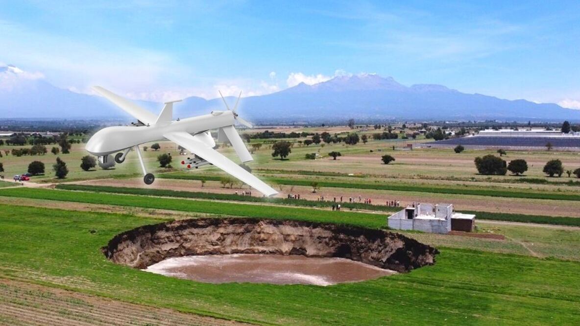 Socavón de Puebla. Especialistas del CENAPRED usaron Vehículos Aéreos No Tripulados para su estudio