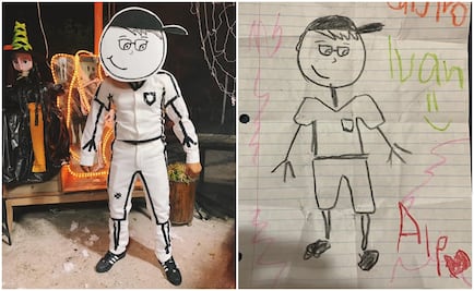 Maestro se disfraza de dibujo que le hizo alumna de 4 años antes de morir