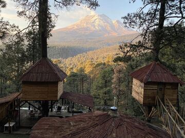 Aldea Pachamama, las cabañas del árbol al pie del Popocatépetl
