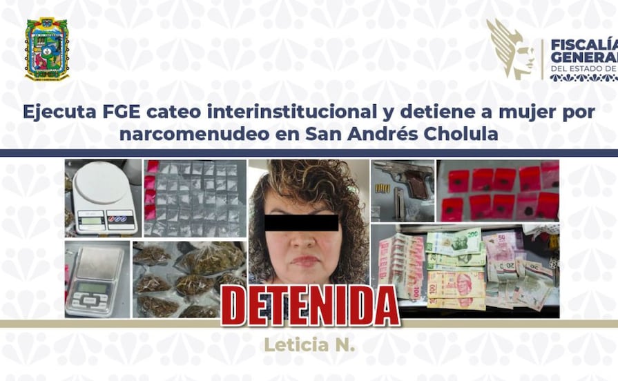Descubren narco tienda en San Pedro Cholula y detienen a su dueña