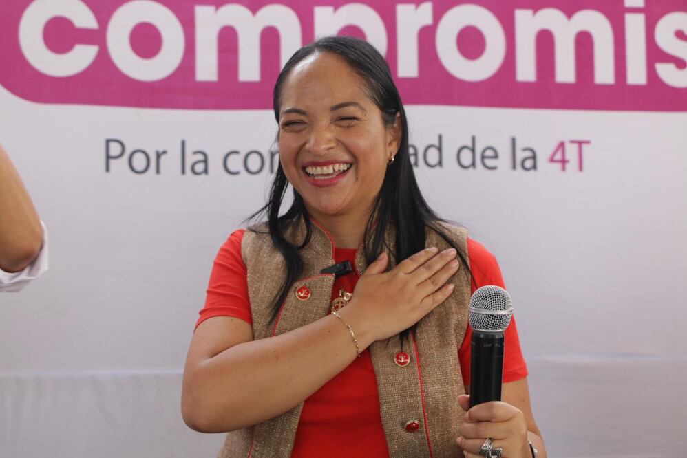 Lizeth Sánchez realizó una asamblea en Acatzingo | Foto Twitter Liz Sánchez