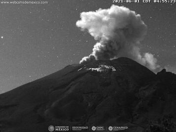 Monitoreo del volcán Popocatépetl, 2 de junio 2021