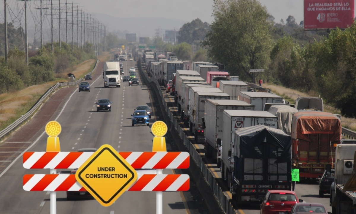 Cierre de carriles en la autopista México-Puebla | Foto: Producción El Universal