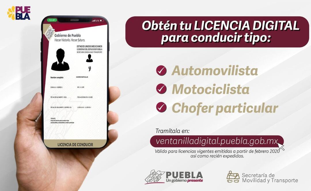 Obtener la licencia digital para conducir es un trámite sencillo /  Foto: Secretaría de Movilidad y Transporte de Puebla