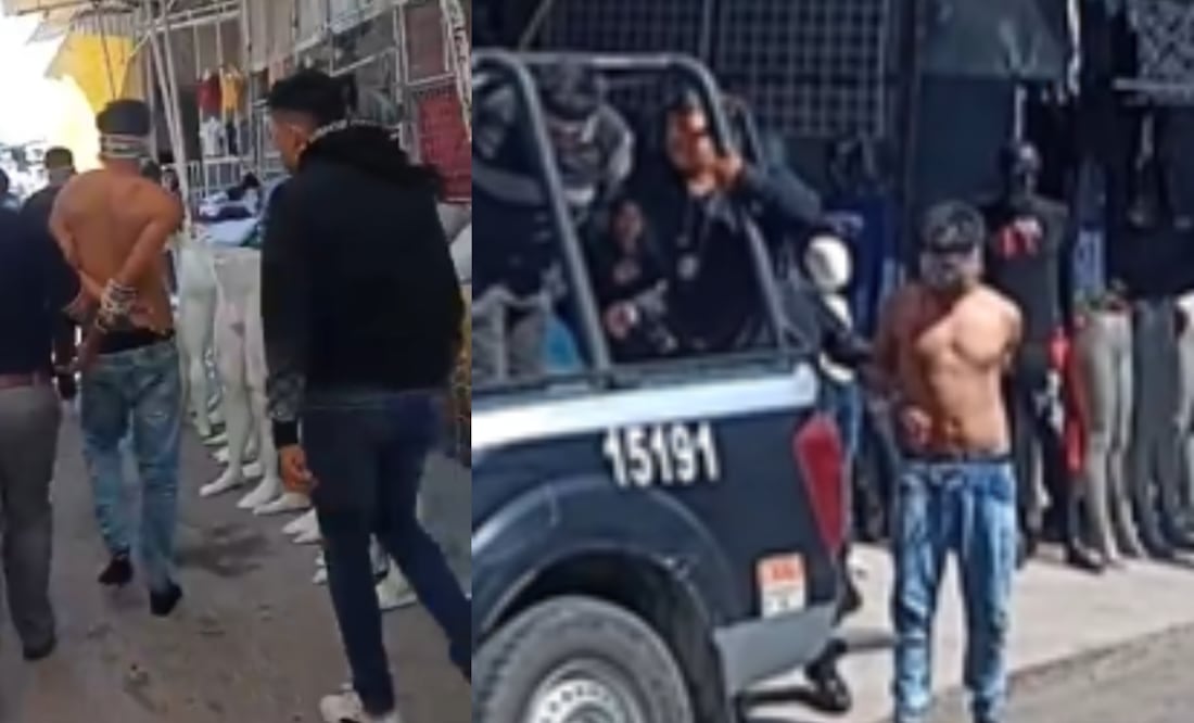 Dos presuntos ladrones se salvaron de ser linchados, en el Tianguis de San Martin Texmelucan / Foto captura de pantalla Frente a la Noticia