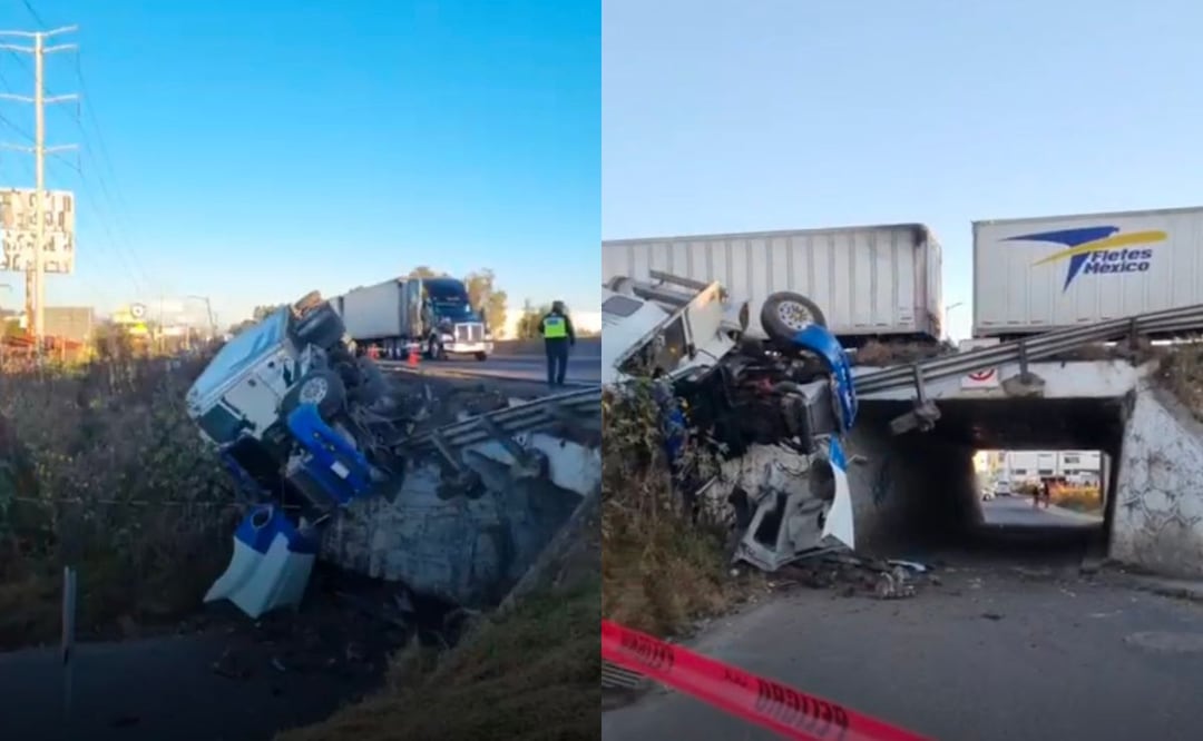 Foto: RRSS. Trailero se queda dormido y se vuelca en la autopista México-Puebla