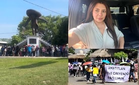Denuncian acarreo de oaxaqueños en marcha de apoyo a la alcaldesa de Acatlán