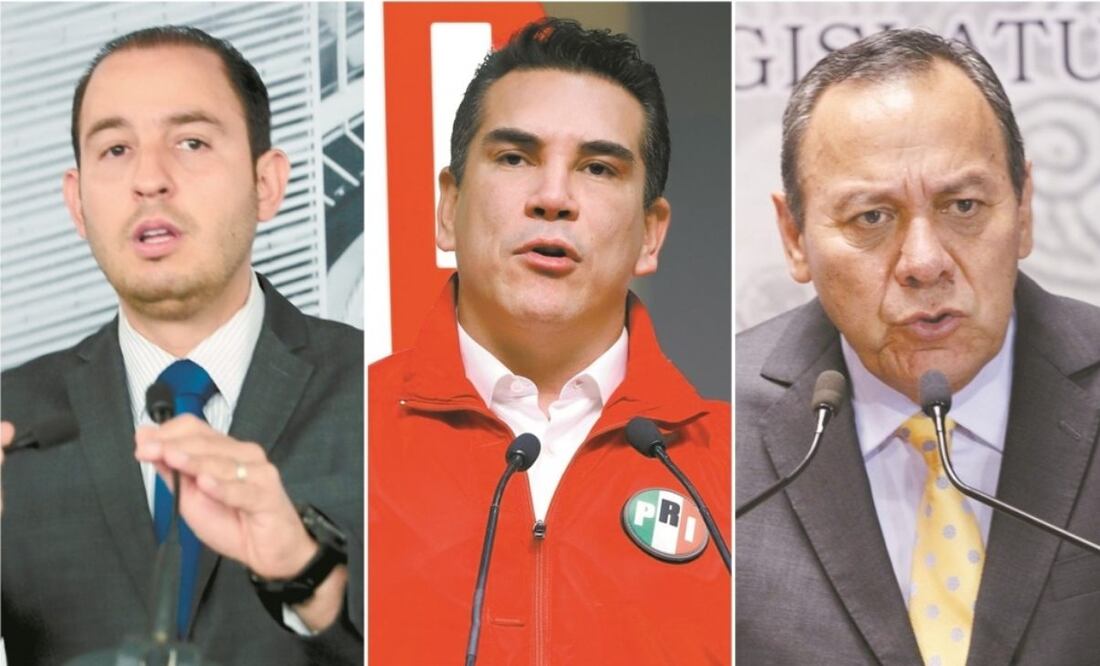 Los dirigentes nacionales del PAN, Marko Cortés; PRI, Alejandro Moreno, y PRD, Jesús Zambrano, se reunieron ayer en privado en un edificioen Polanco. Foto: Archivo. El Universal