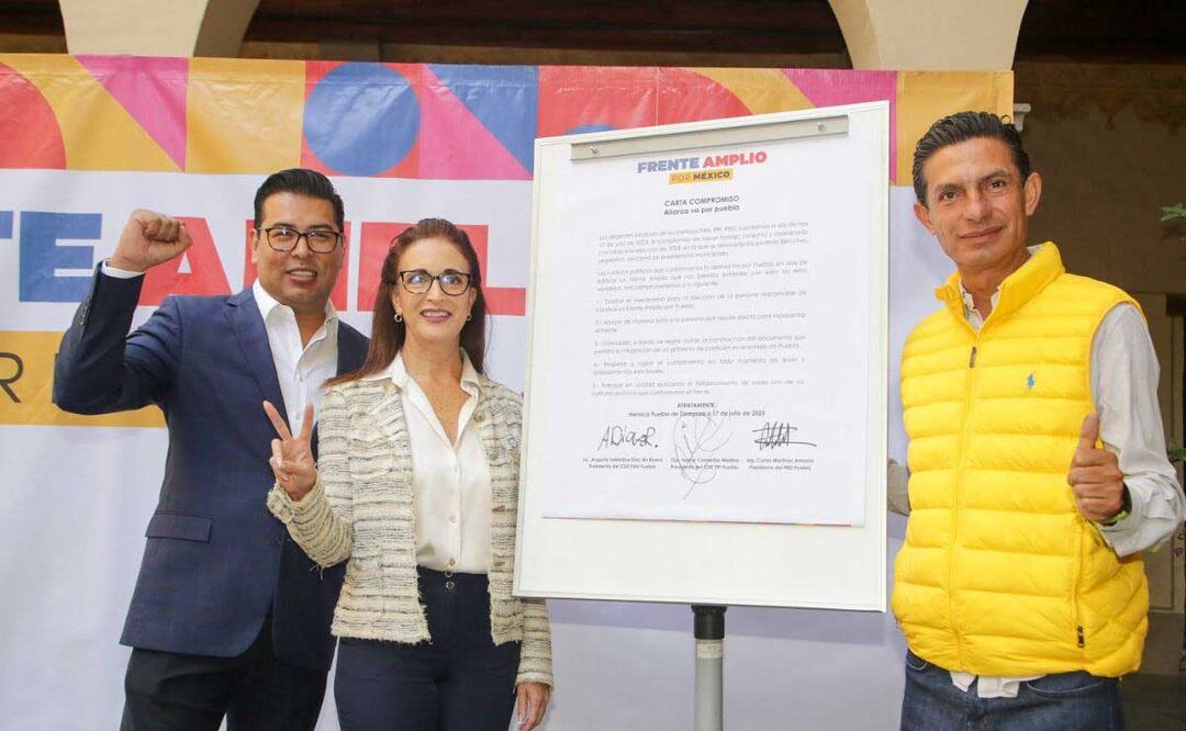 Los dirigentes estatales del PRIANRD anunciaron el Frente Amplio por México en Puebla | Es Imagen para El Universal Puebla