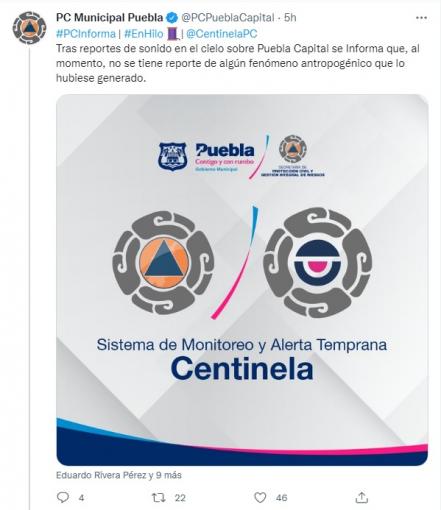 Ruidos extraños en el cielo ponen en alerta a poblanos; posible 'cielomoto', reporta Protección Civil