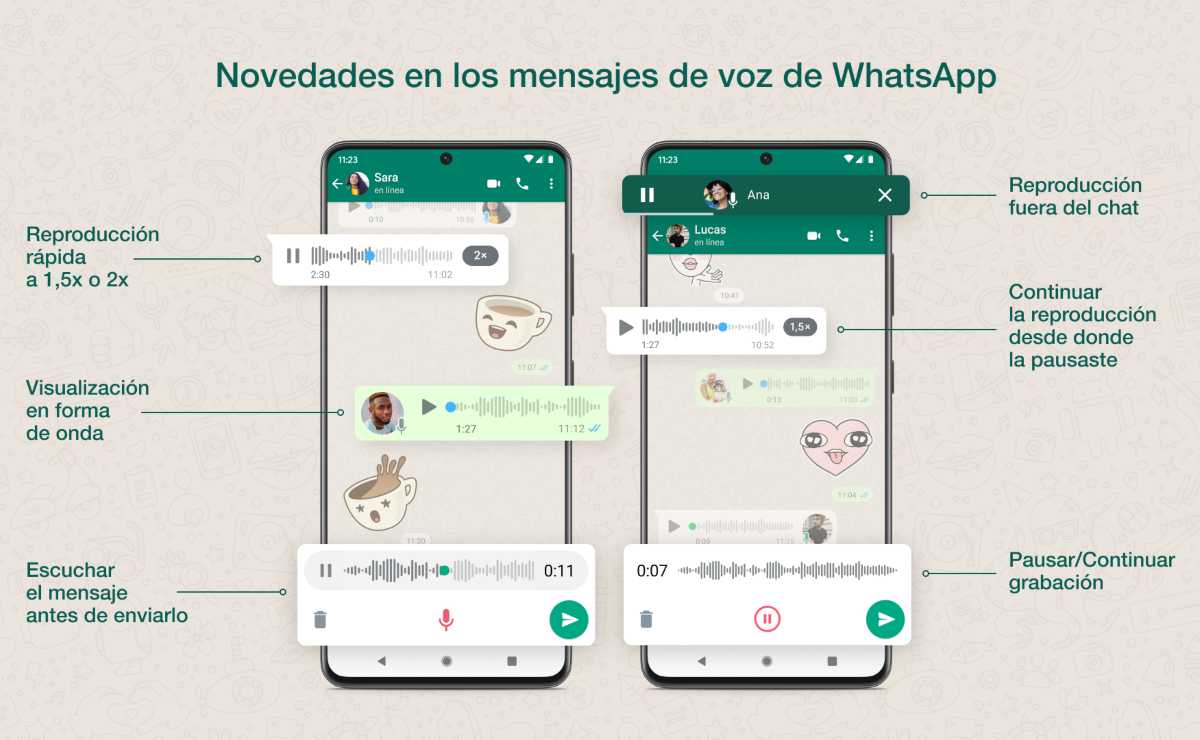 WhatsApp permitirá reproducir los mensajes de voz fuera del chat