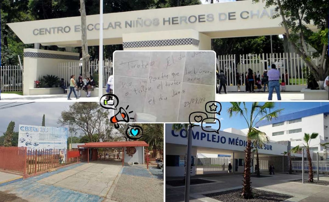 Esta semana se reportaron cuando menos 3 amenazas de tiroteo en Puebla | Foto: Fb Hospital General del Sur / Fb Centro Escolar Niños Héroes de Chapultec / Google maps