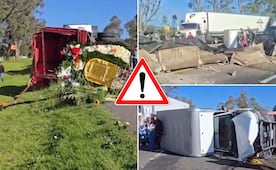Camión con peregrinos vuelca tras carambola en la México-Veracruz; no hay lesionados