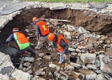 Reparan socavones en San Pablo Xochimehuacan, Ignacio Romero Vargas y San Jerónimo Caleras