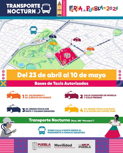 Se habilitan cuatro bases de taxi y cinco rutas de transporte público | Foto: Gobierno de Puebla.