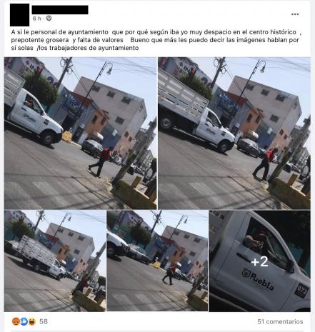 ¡Qué llevados! Trabajadores del Ayuntamiento de Puebla insultan a conductor
