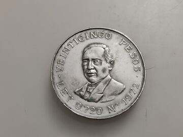 Cuánto vale la moneda de 25 pesos plata del centenario de Benito Juárez