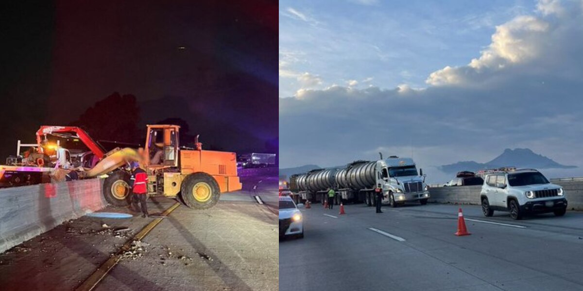 Choque múltiple en el km 45  de la autopista México-Puebla / Foto Redes Sociales GN Carreteras