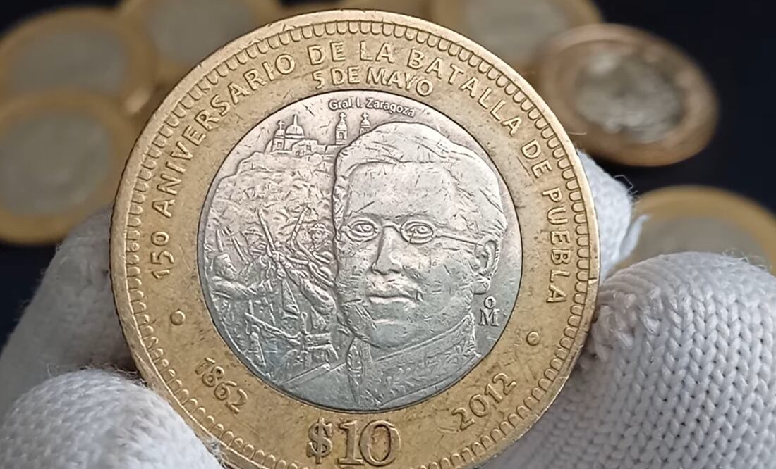 Esta es la moneda de 10 pesos que conmemora la Batalla de Puebla | Foto: Redes sociales