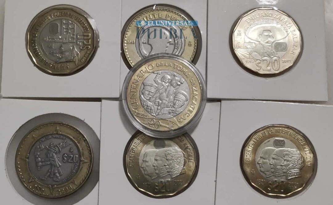 Diferentes tipos de monedas de 20 pesos están en circulación. Foto: Demian Magallán