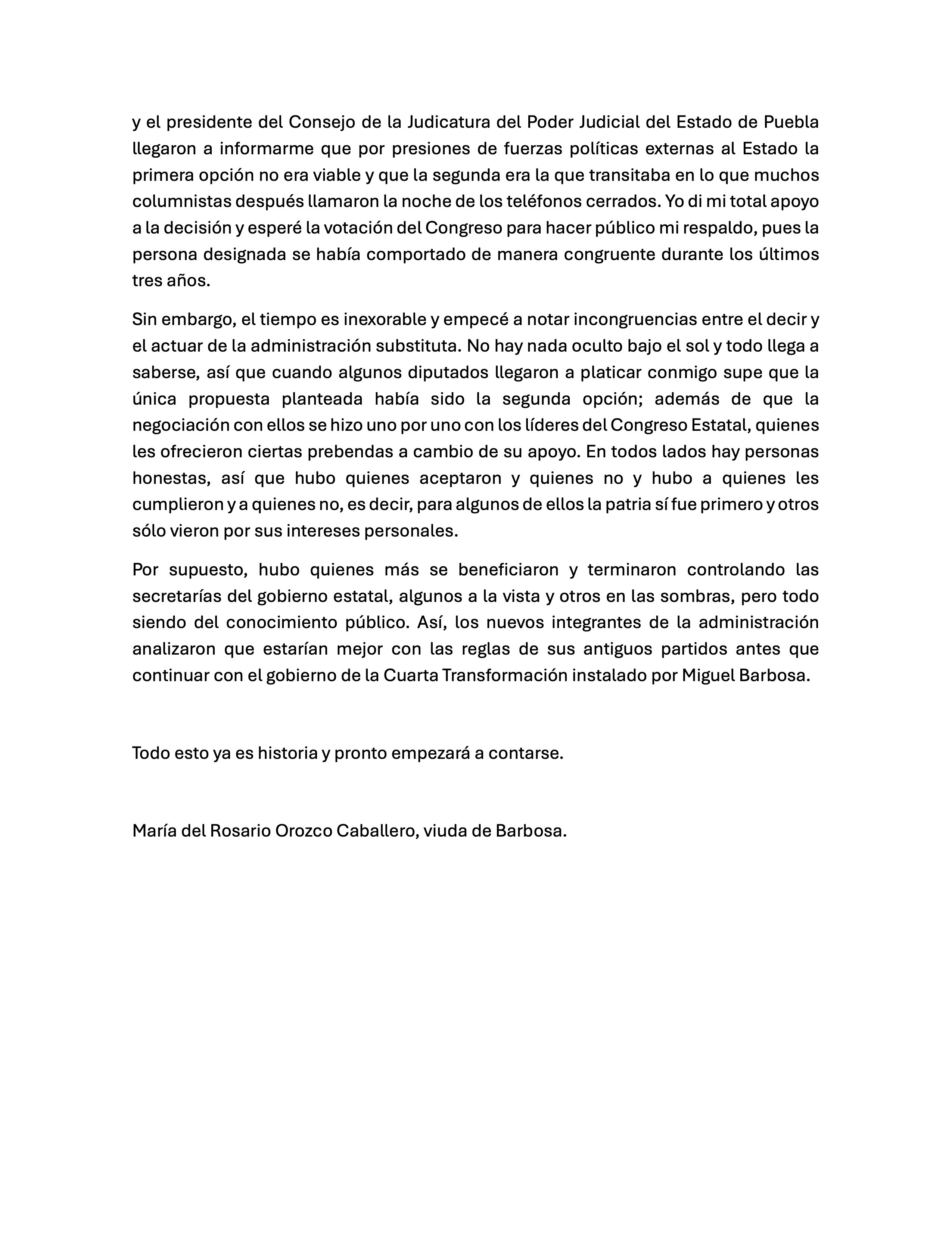 Comunicado de  Rosario Orozco Caballero (2)  / Redes Sociales