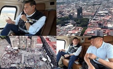 Armenta sobrevuela la ciudad de Puebla para supervisar obras y tareas de vigilancia en Semana Santa