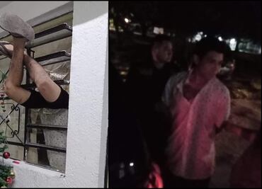 Ladrón se queda atorado en una ventana