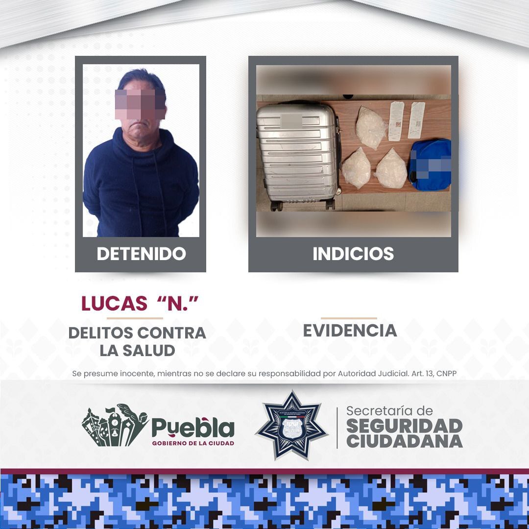 Detienen a pasajero en la CAPU con casi 3 kilos de cristal