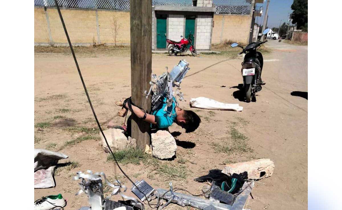 Lo golpearon y amarraron por hurtar en panteón de Cholula