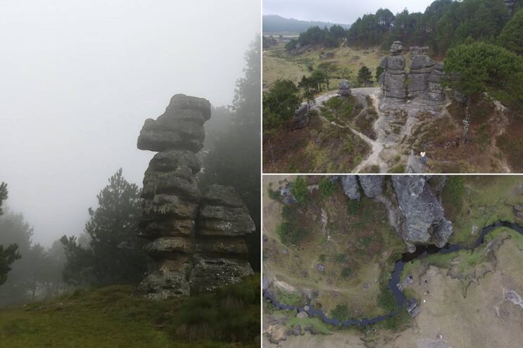 Descubre un valle de Puebla cubierto de niebla donde puedes caminar entre enormes piedras