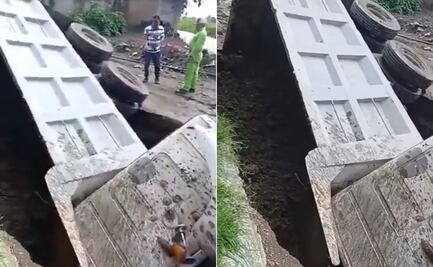 VIDEO Otro socavón de Huejotzingo se traga camión 