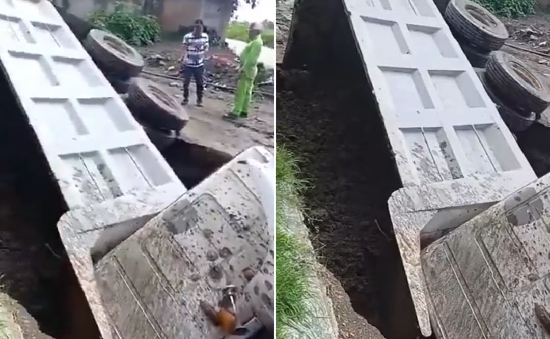 Otro socavón de Huejotzingo se traga camión I Foto: Captura de video