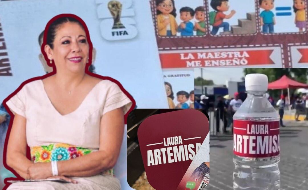 Durante el Desfile del 5 de Mayo entregaron propaganda con el nombre de Laura Artemisa | Foto: X: artemisa_laura/RRSS